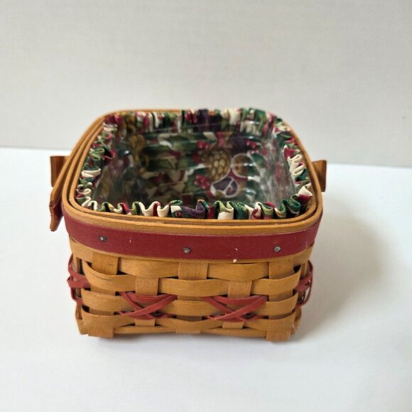 Longaberger Basket Let It Snow Tree Trimming Red Set Liner Protector TO 2000 - Picture 4 of 7